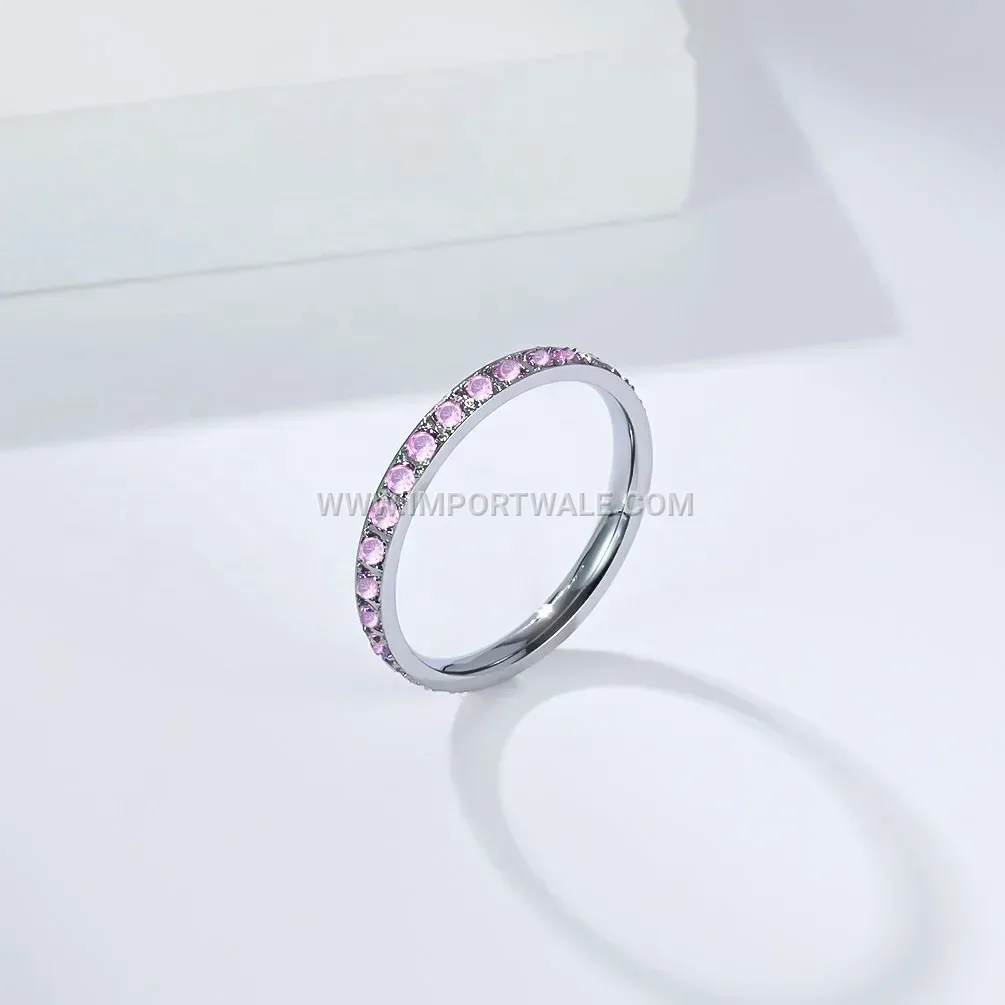 Gold Plated Zircon Micro-Pave Stainless Steel Band Ring