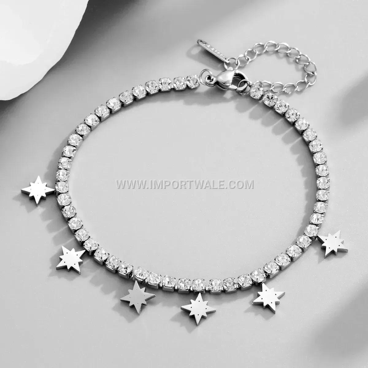 Bold Geometric Titanium Steel Starburst Pendant Anklet