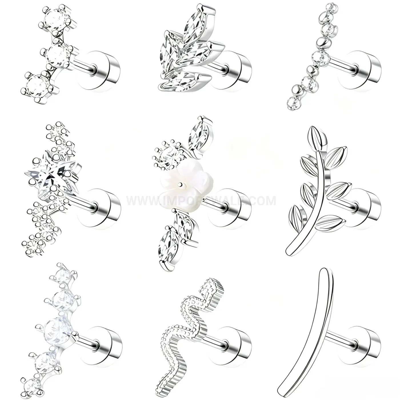 Premium Stainless Steel Celestial Star Flat Back Piercing Stud Set