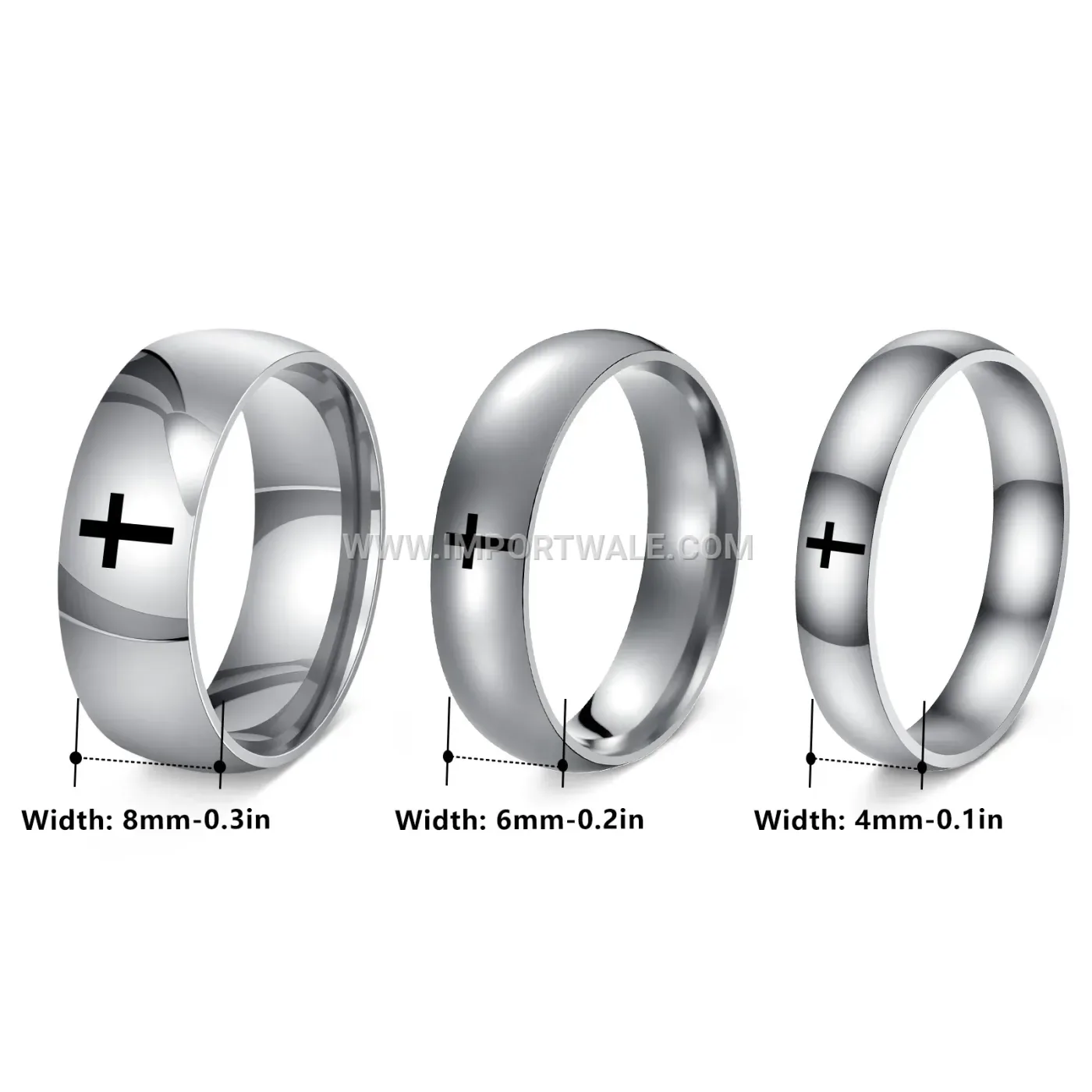 Minimalist Smooth Stainless Steel Christian Cross Ring