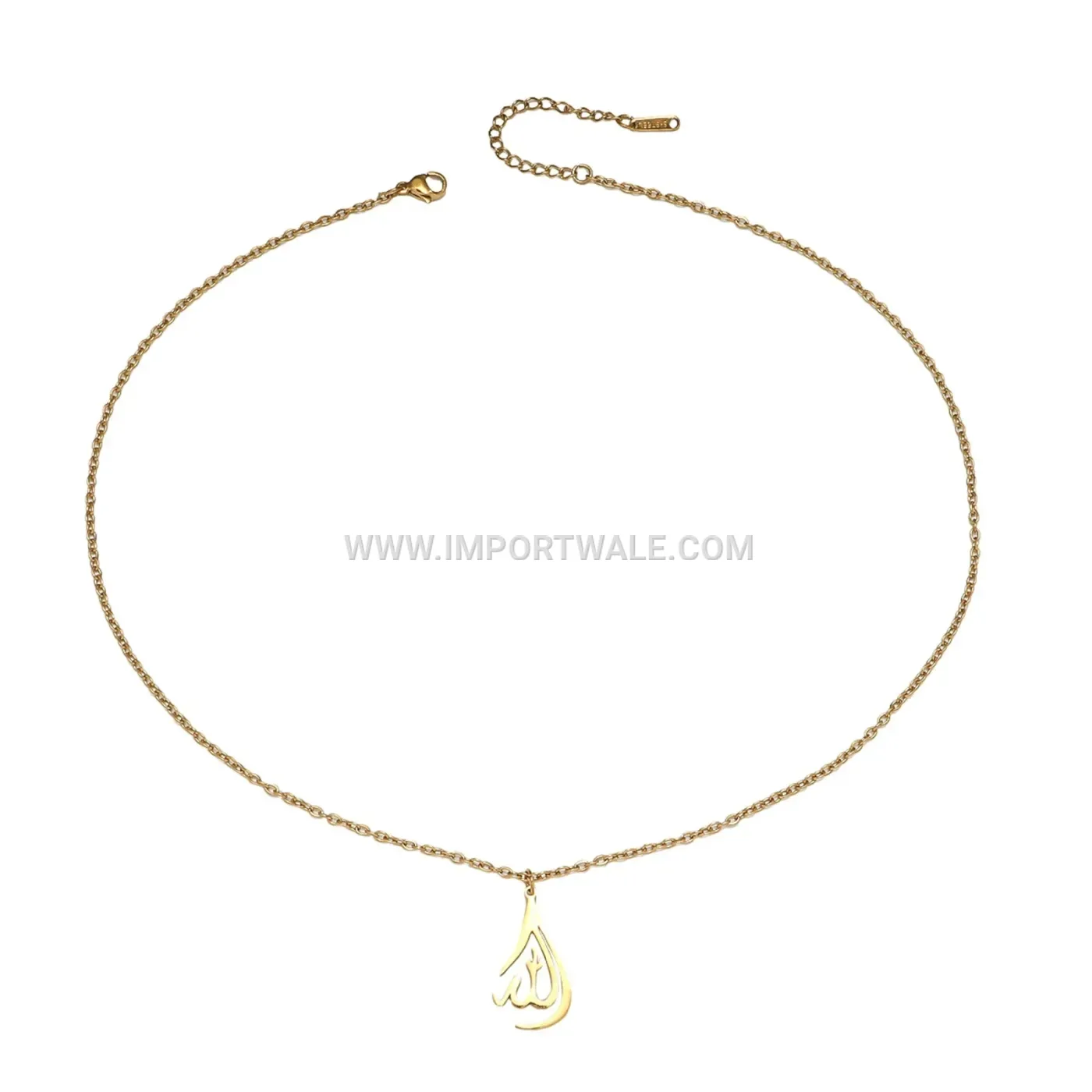 Waterdrop Stainless Steel Allah Script Pendant Necklace