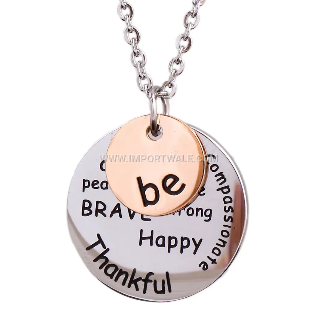 Geometric Stainless Steel Letter Pendant Collar Necklace