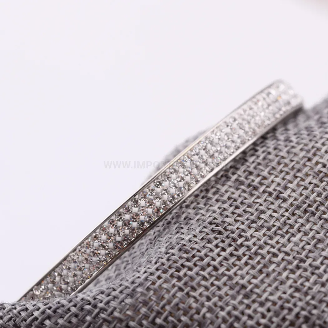 Trendy Triple-Row Crystal Stainless Steel Bangle