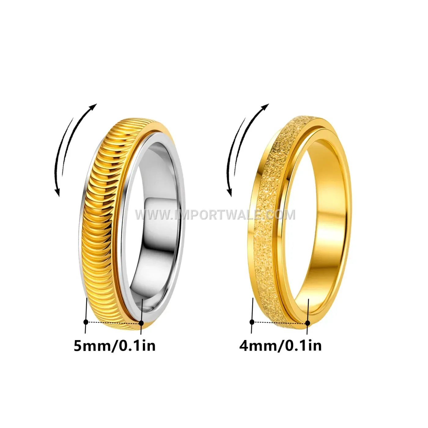Frosted Stainless Steel Fish Scale Pattern Ring Set