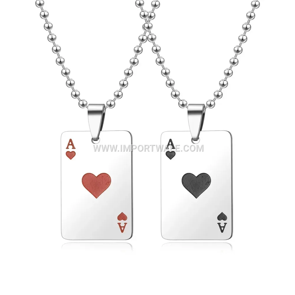 Ace of Spades Stainless Steel Playing Card Tag Pendant
