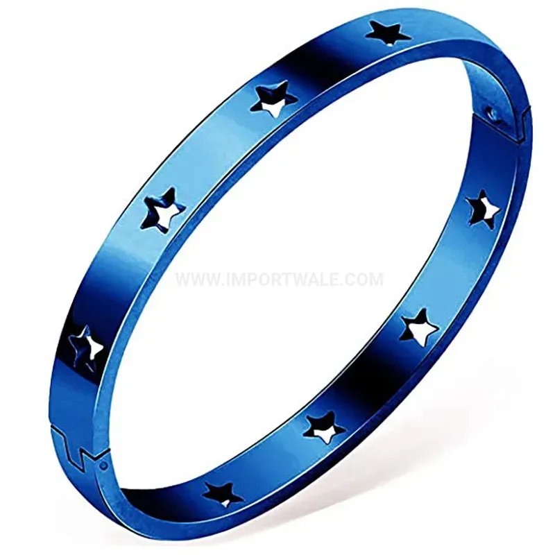 Fashion Cutout Star Stainless Steel Clasp Bangle Bracelet