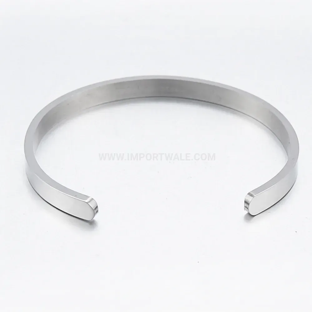 Classic Polished C Shape Open Cuff Stainless Steel Bracelet
