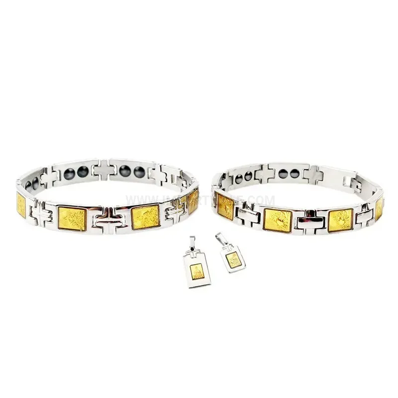 Titanium Steel Magnetic Bio Energy Couple Link Bracelet