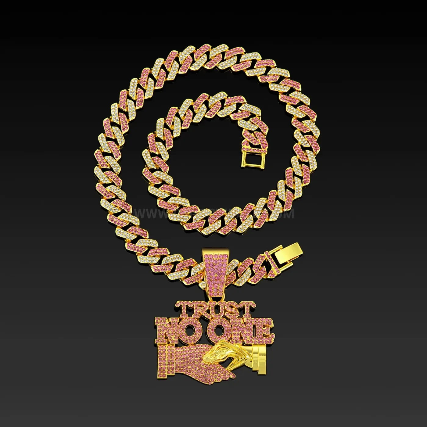 Premium Two-Tone Zinc Alloy Trust No One Letter Pendant Necklace