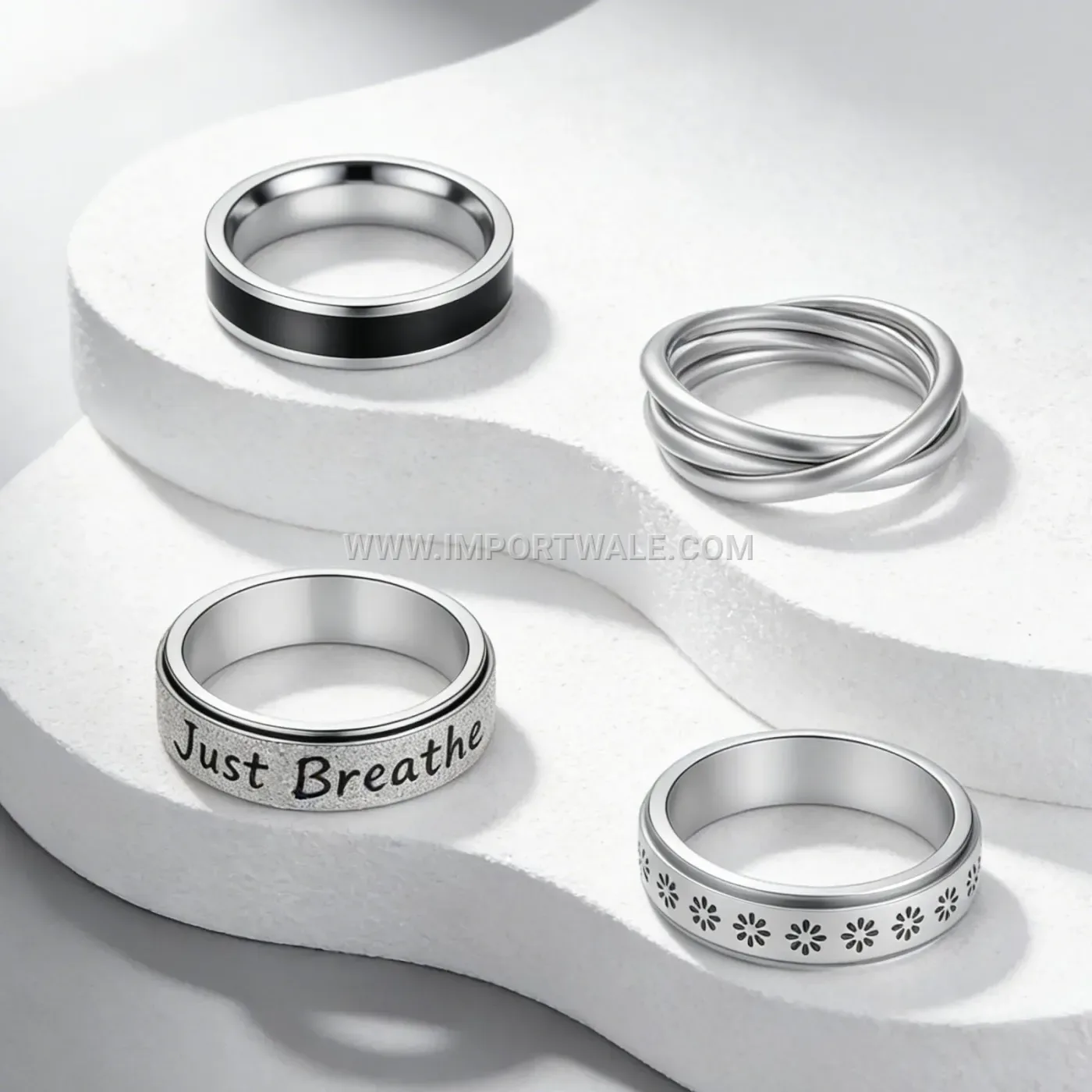 Rotating Celestial Star Motif Stainless Steel Ring