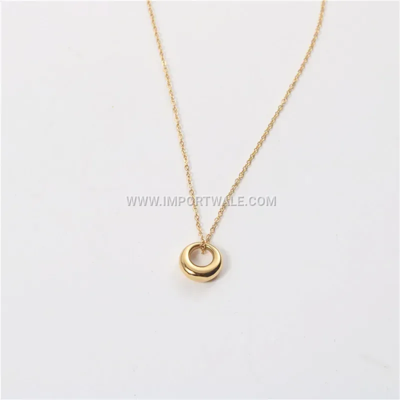 Gold Plated Titanium Steel Geometric Circle Collar Necklace