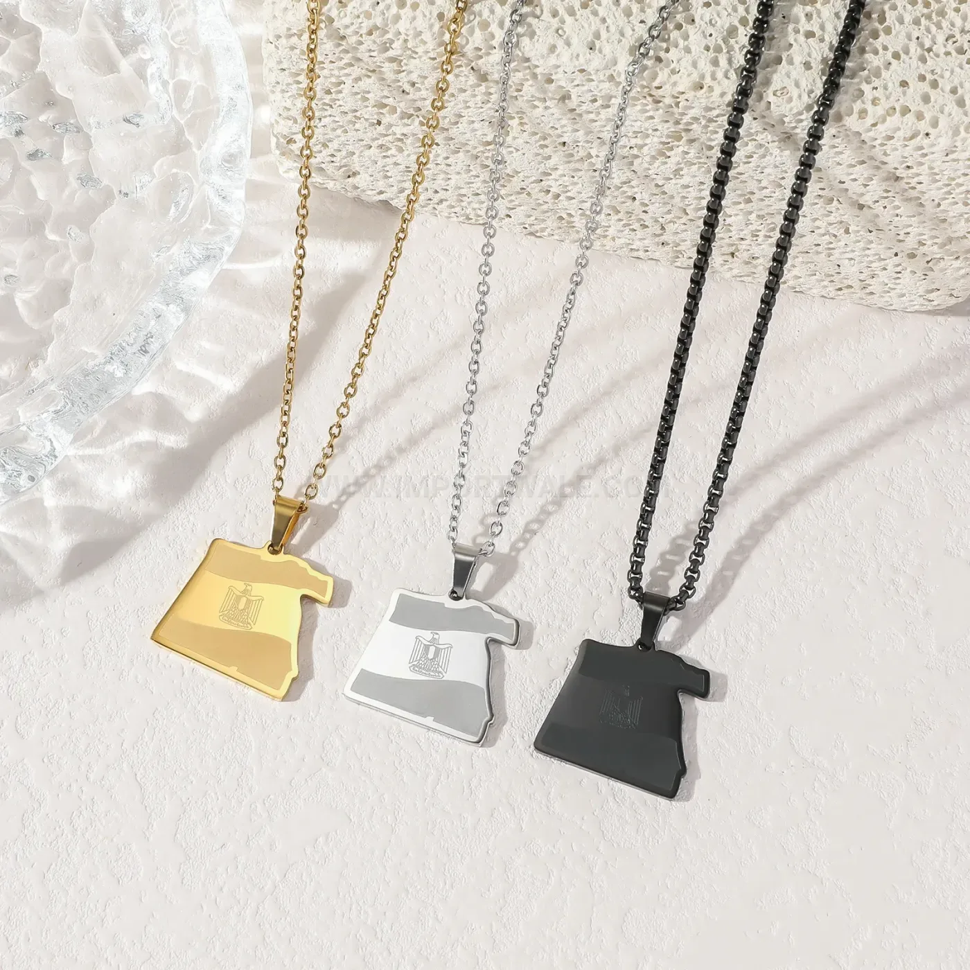 Classic Stainless Steel Egyptian Map Allah Calligraphy Pendant Necklace