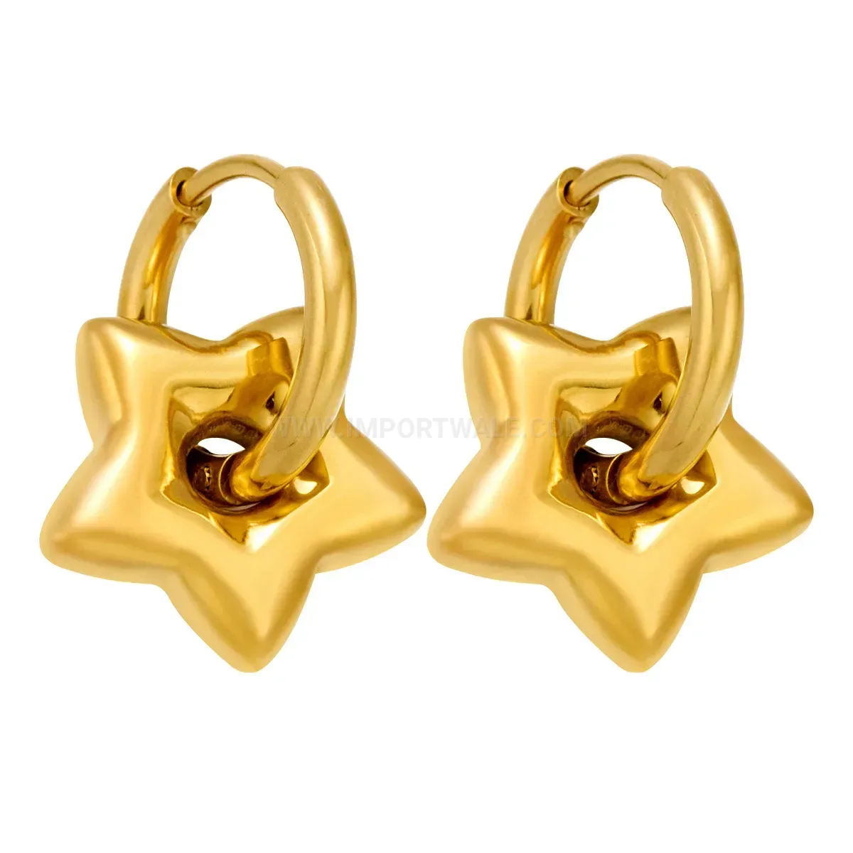 Star Pattern Stainless Steel Hoop Earrings