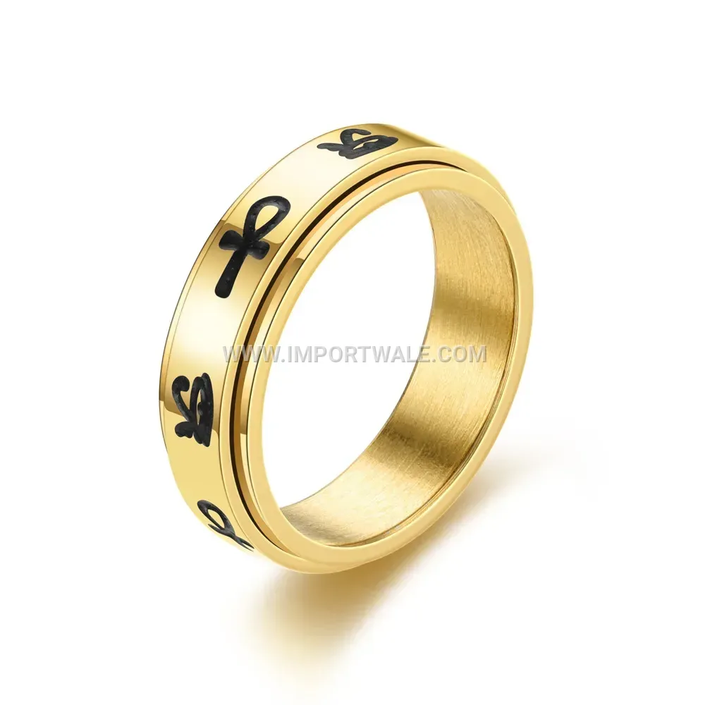 Gold Stainless Steel Eye of Horus Spinner Ring