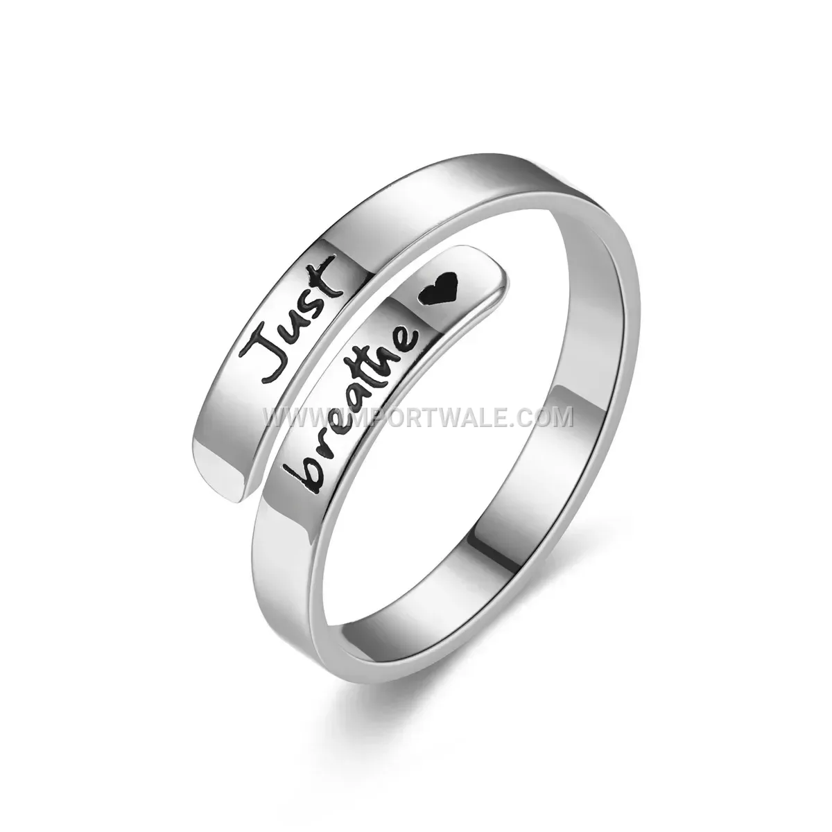 Engraved Open Adjustable Stainless Steel Statement Ring