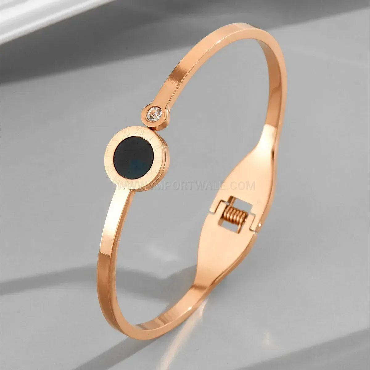 Roman Numerals Open Titanium Steel Bangle Bracelet