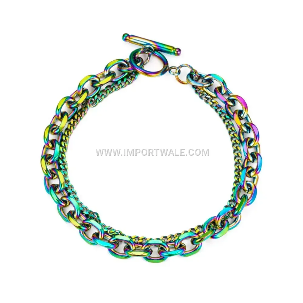 Double Strand Stainless Steel OT Clasp Chain Bracelet