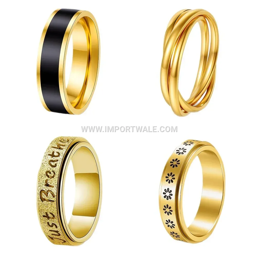 Rotating Celestial Star Motif Stainless Steel Ring