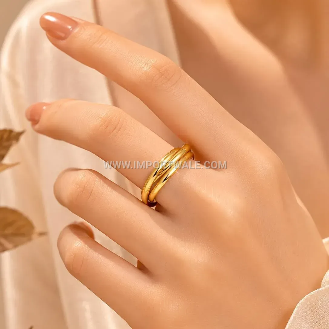 Triple Band Polished Stainless Steel Rolling Ring for Women