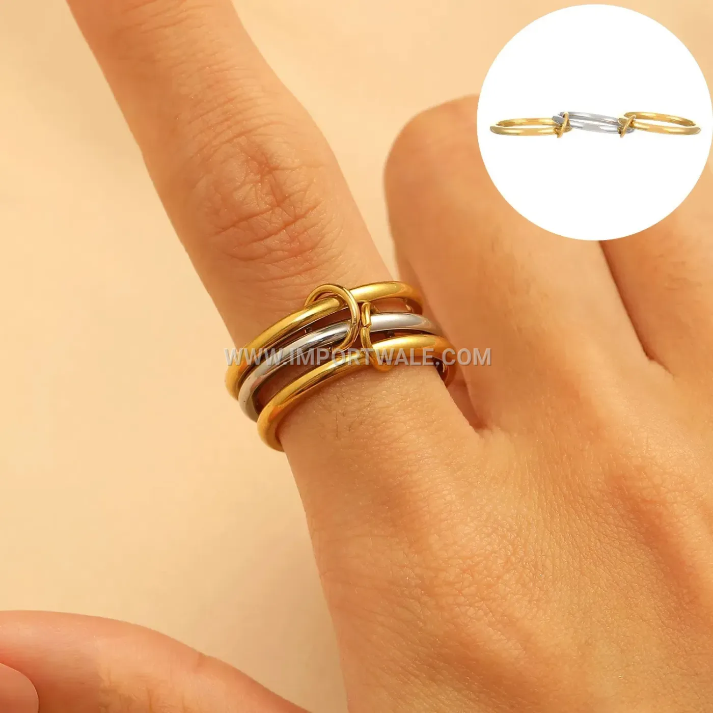 Multi Layer Gold Plated Stainless Steel Stacking Ring