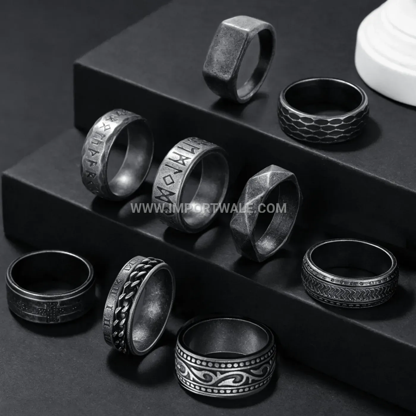 Vintage Distressed Stainless Steel Men's Ring