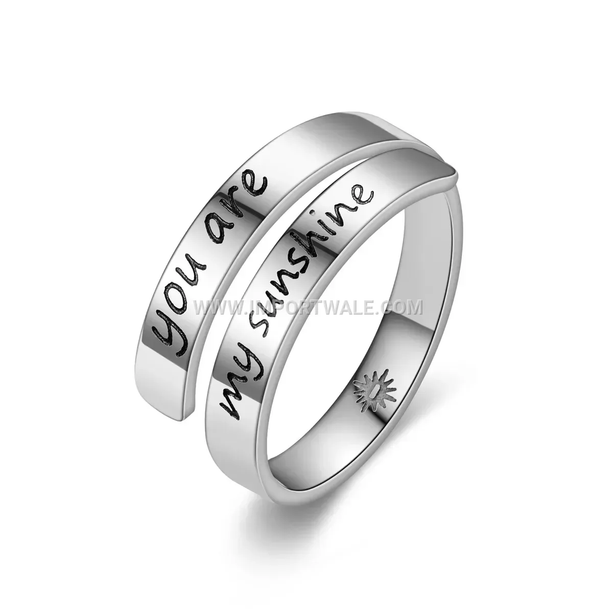 Inspirational Cutout Adjustable Stainless Steel Open Ring