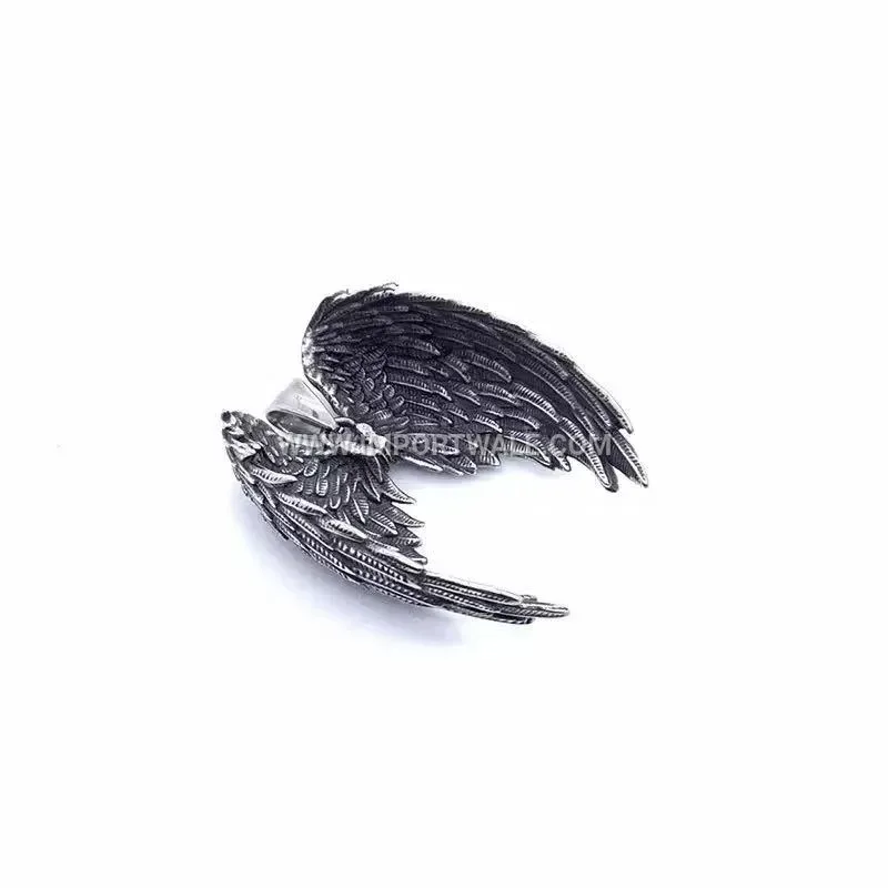Polished Stainless Steel Angel Wings Motif Pendant