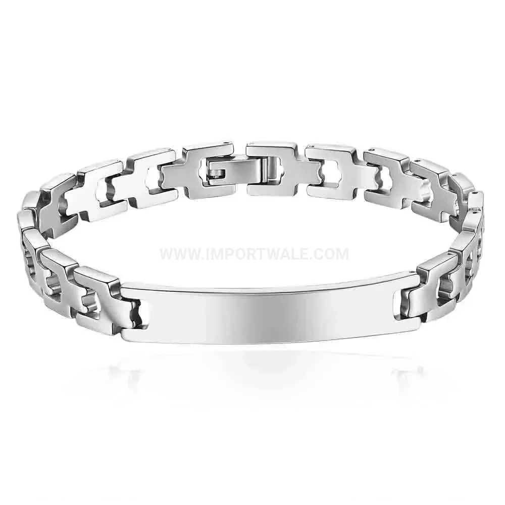 Polished Geometric Stainless Steel Watch Band Bracelet for Men