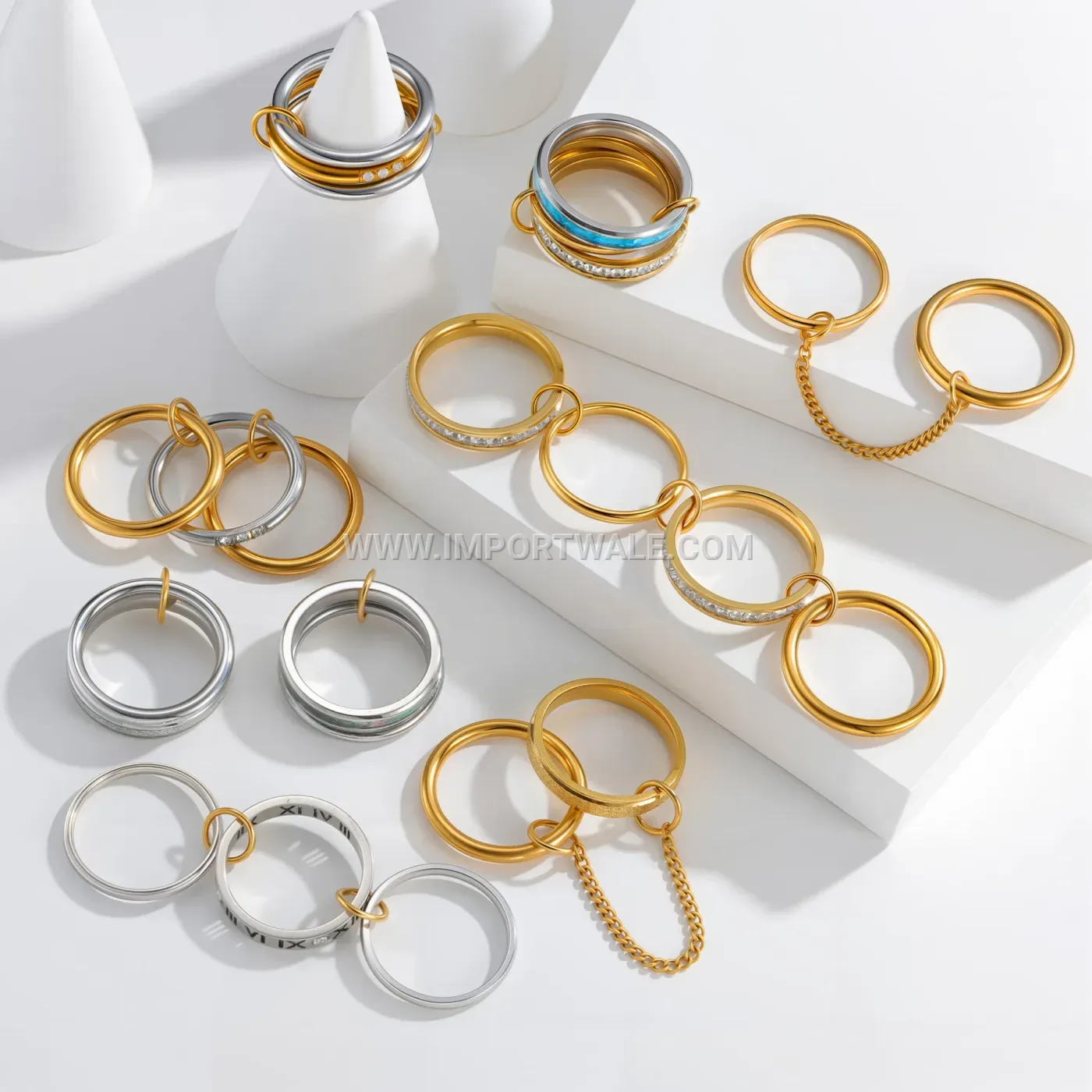 Geometric Stackable Stainless Steel Chain Band