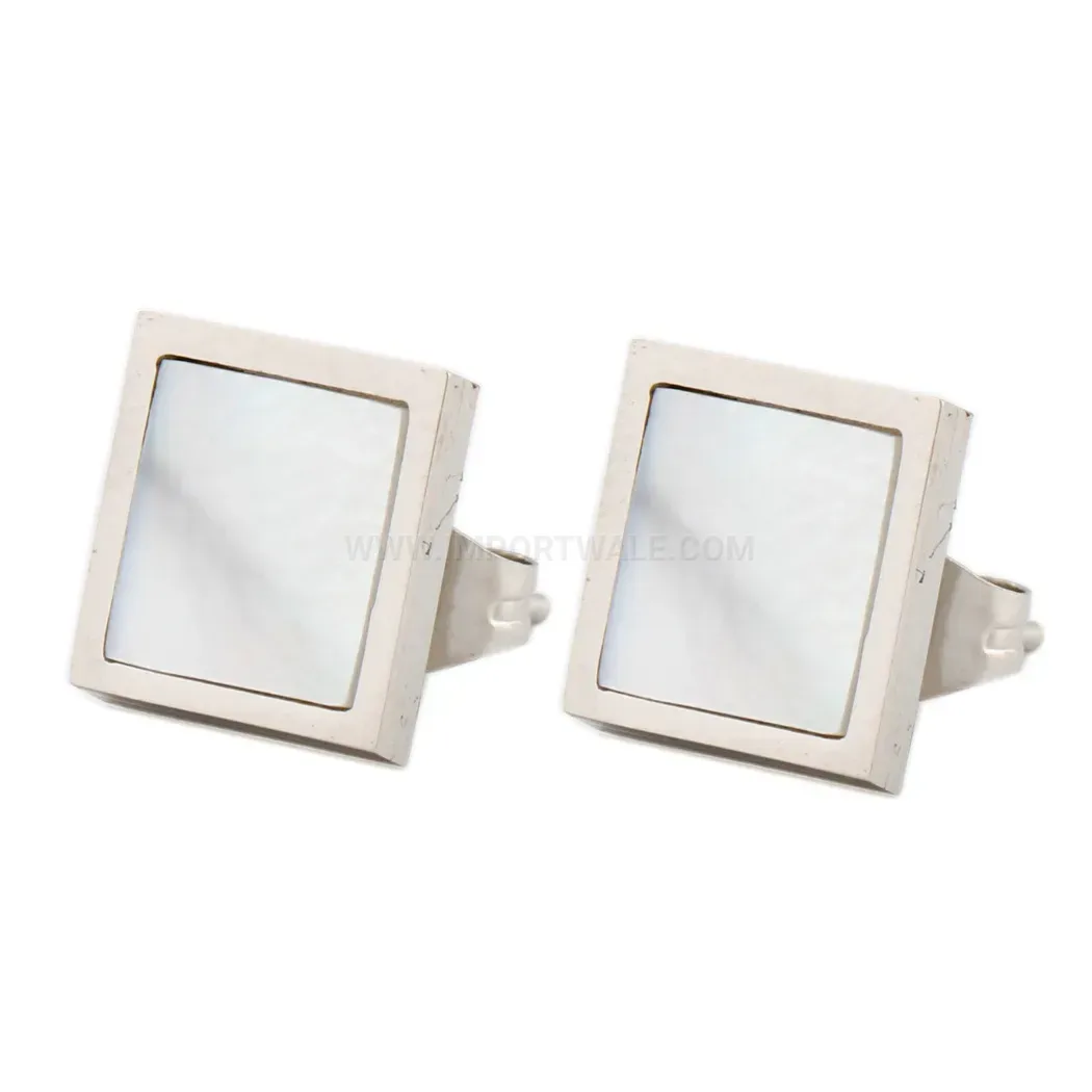 Classic Minimalist Square Shell Inlay Stainless Steel Stud Earrings