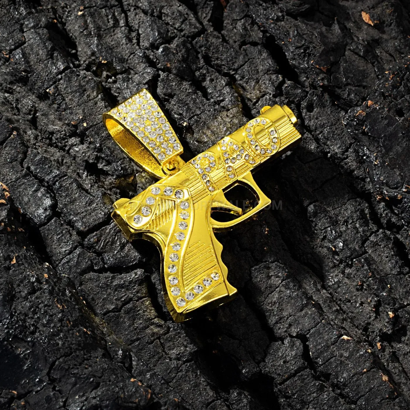 Bold 3D Pistol Pendant Alloy Cuban Chain Hip Hop Necklace