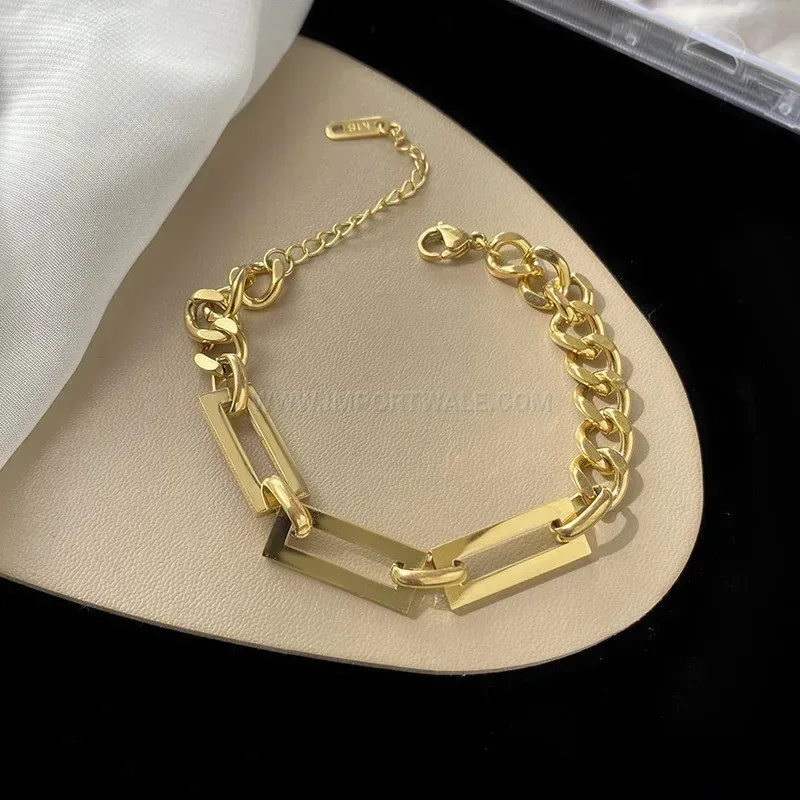 Chic Geometric Cuban Link Stainless Steel Chain Necklace