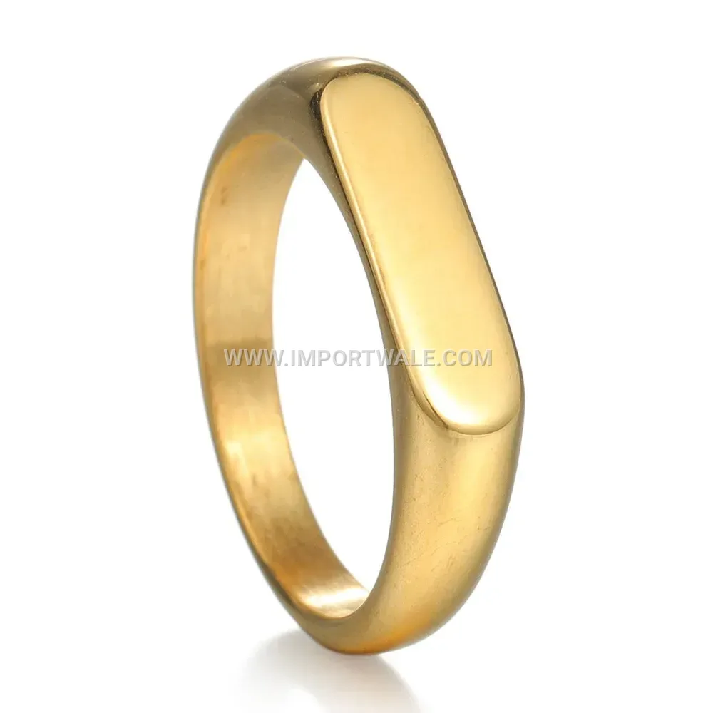 Minimalist 4mm Titanium Steel Rectangular Signet Band Ring