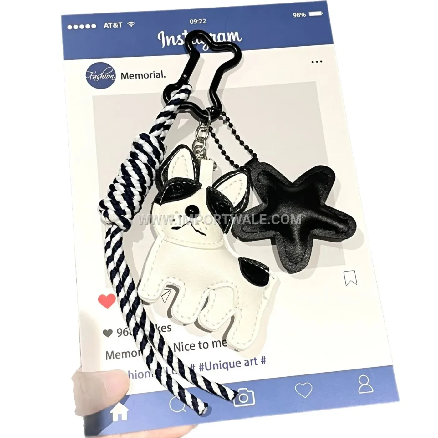 Handcrafted Leatherette Puppy Creative Key chains with Star and Woven Rope