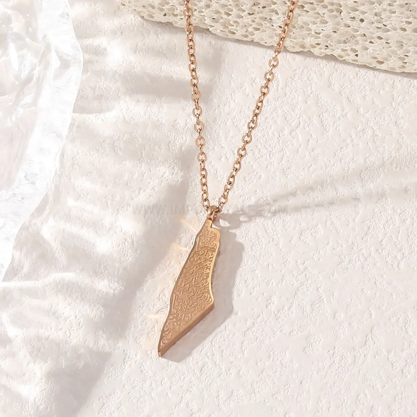 Bold Stainless Steel Ayatul Kursi Map Pendant Islamic Necklace