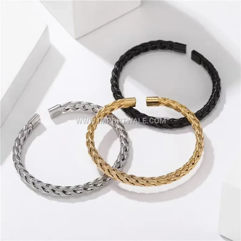 Stainless Steel Wire Mesh C-Shape Cuff Bracelet