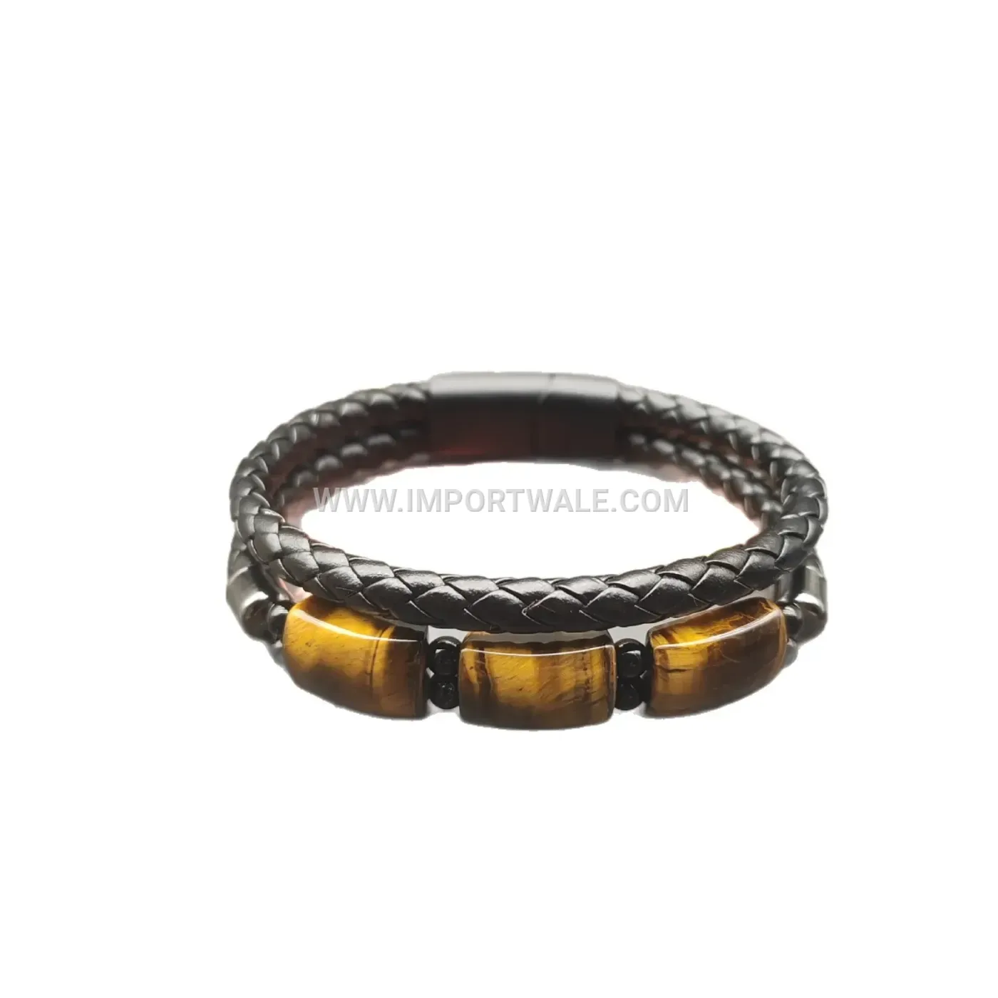 Multi Layer Woven Leather Tiger Eye Natural Stone Bracelet