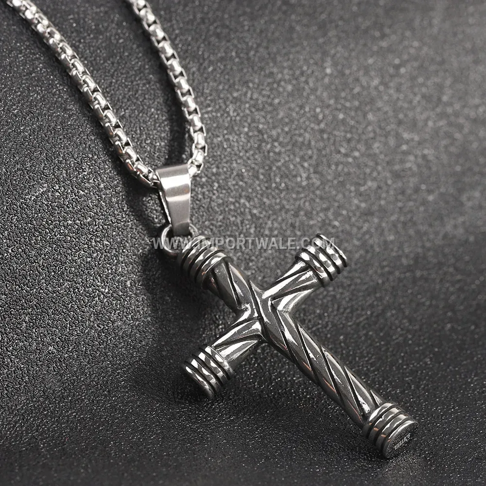 Twisted Stripe Stainless Steel Pendant Necklace