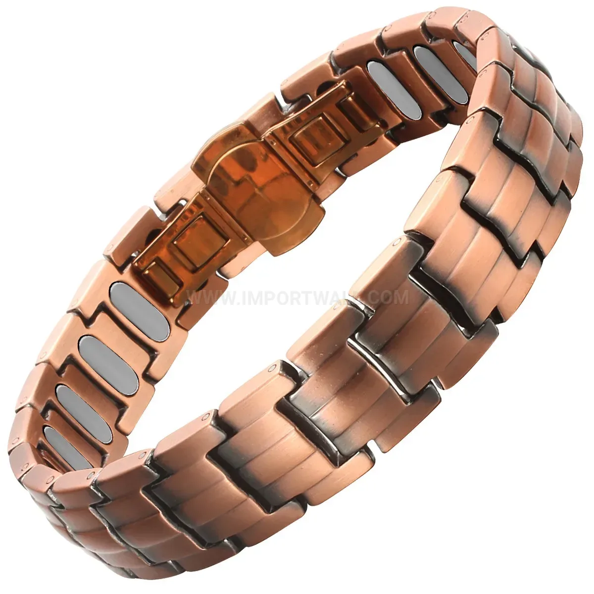 Fashion Vintage Red Copper Wave Link Magnetic Bio Therapy Bracelet