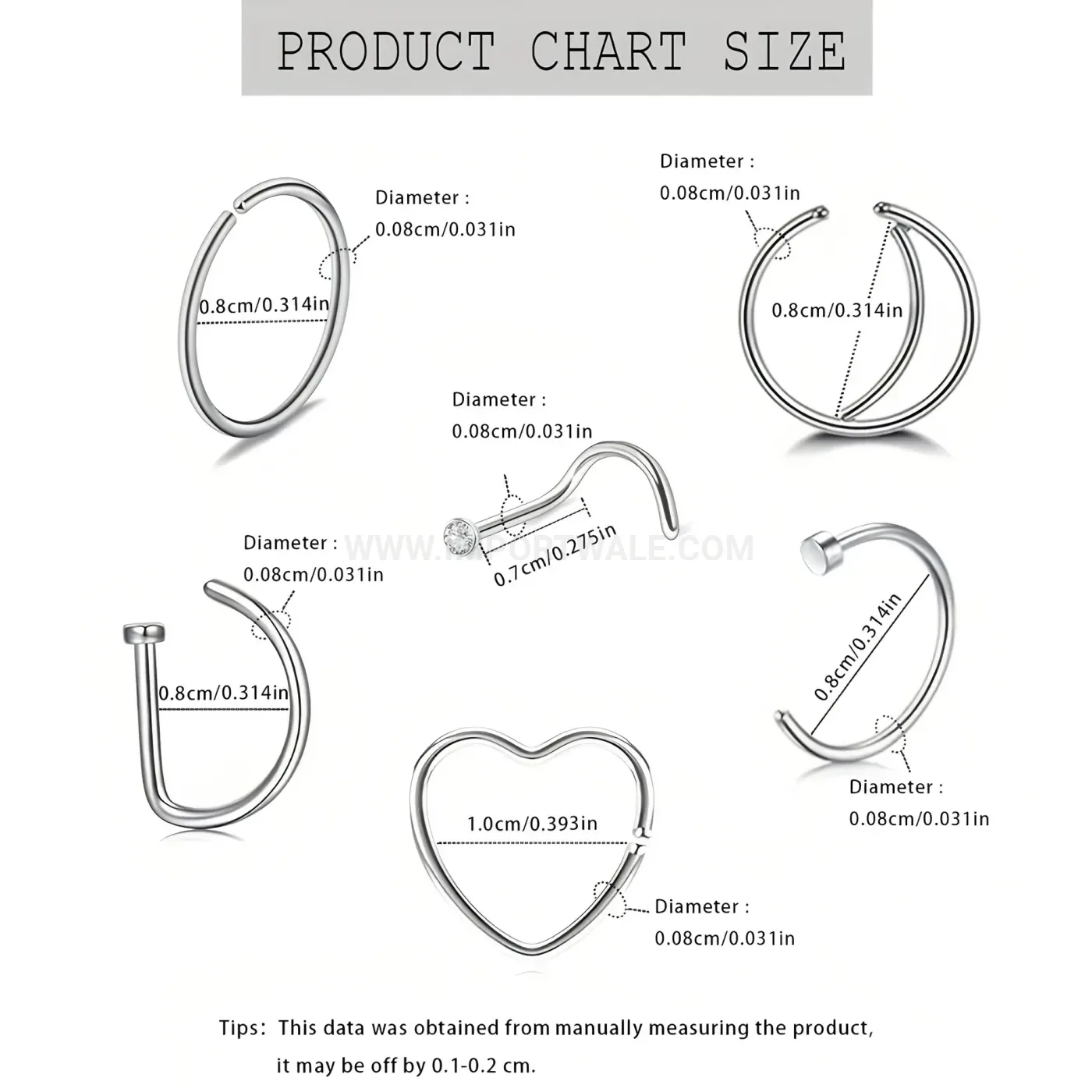 Premium Simple Heart Stainless Steel C-Shaped Open Nose Ring