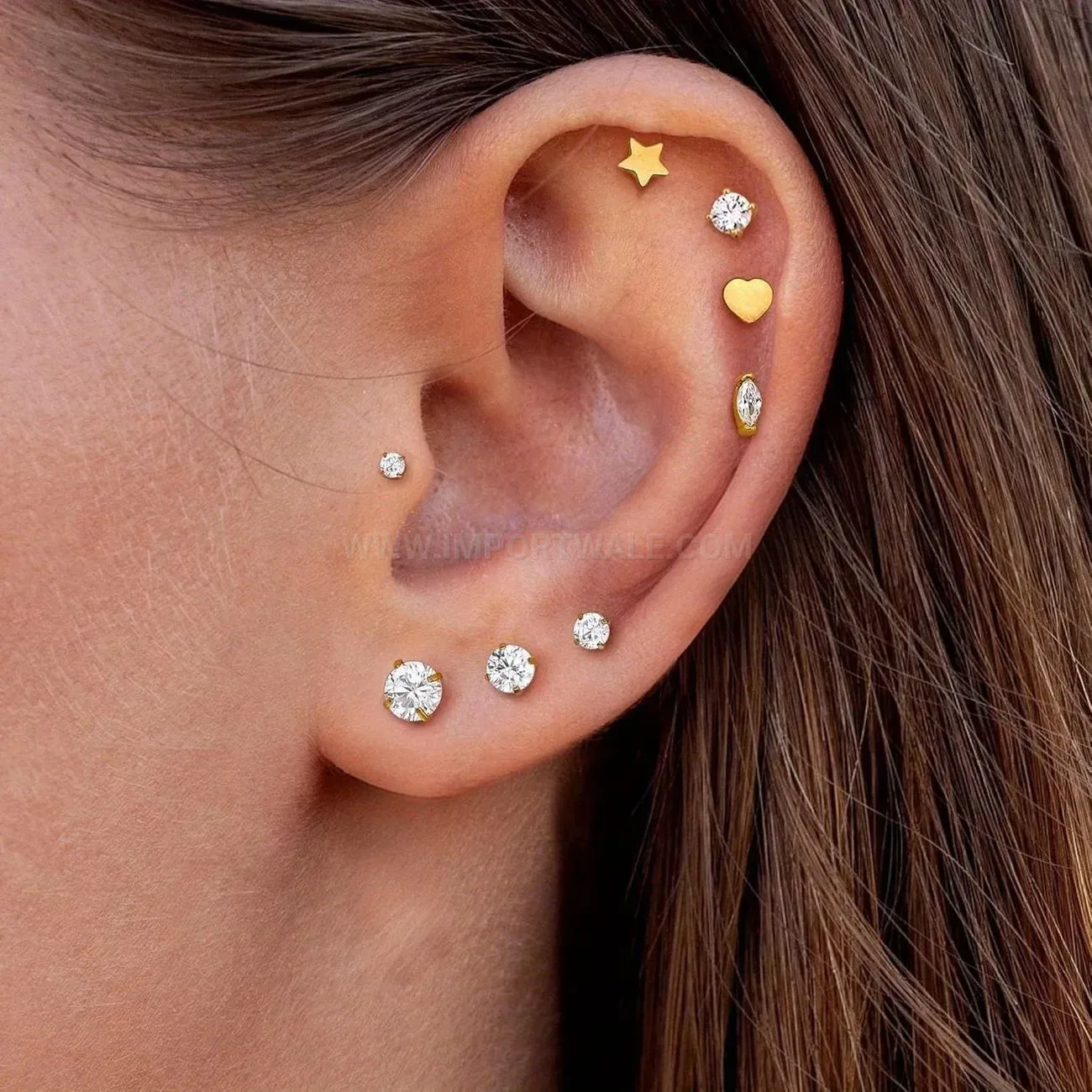 Premium Internally Threaded Stainless Steel Star Heart Piercing Set