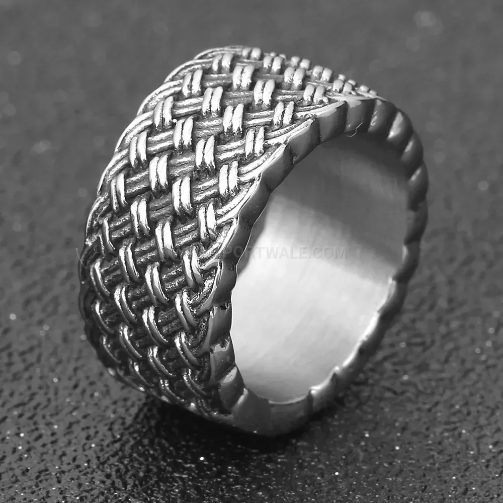 Designer Woven Intertwined Band Ring in Stainless Steel