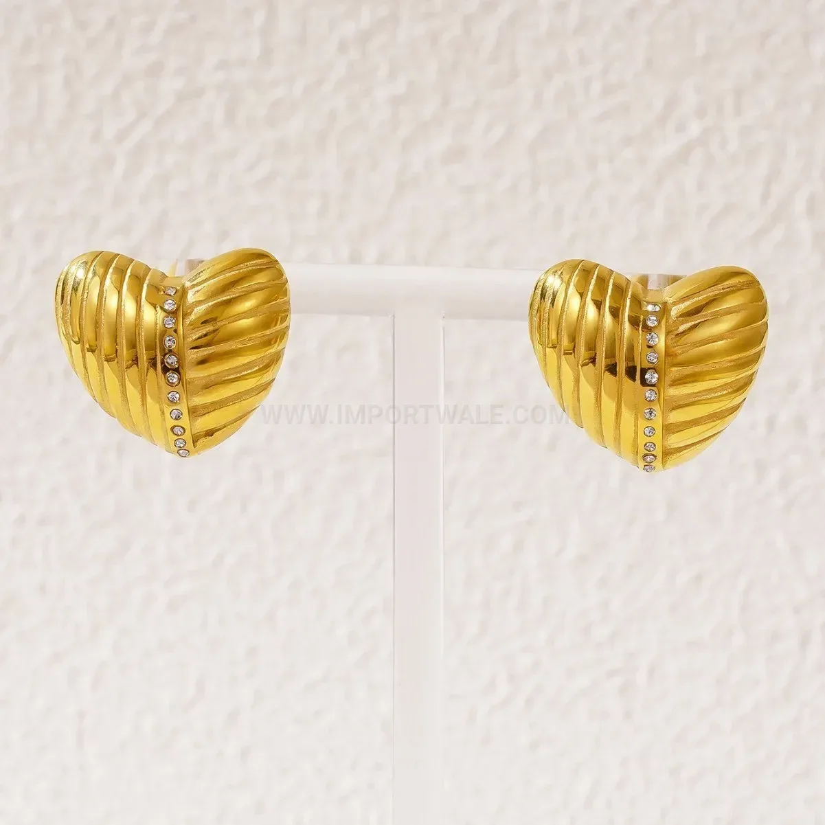 Textured Heart Plated Stainless Steel Earrings