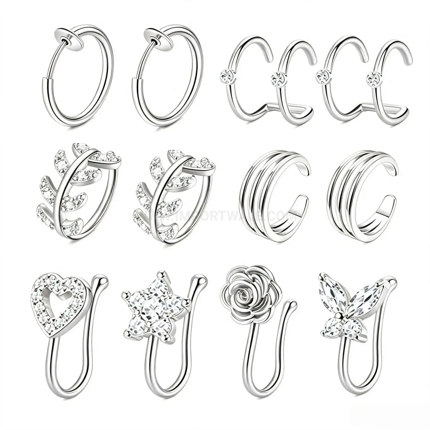 Stylish Stainless Steel U Shaped Non Piercing Clip Jewelry Set