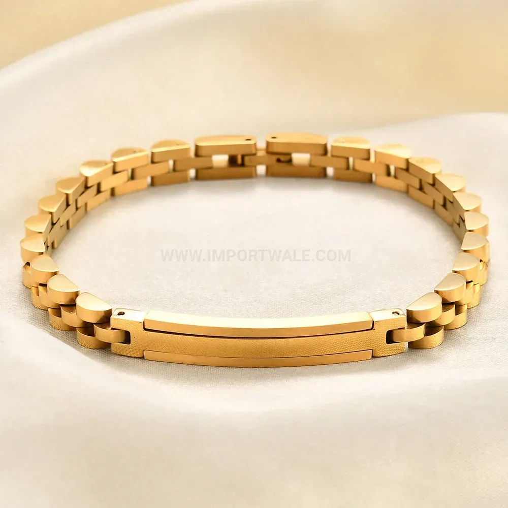 Sleek 6mm Curved Plate Stainless Steel Watch Strap Bracelet
