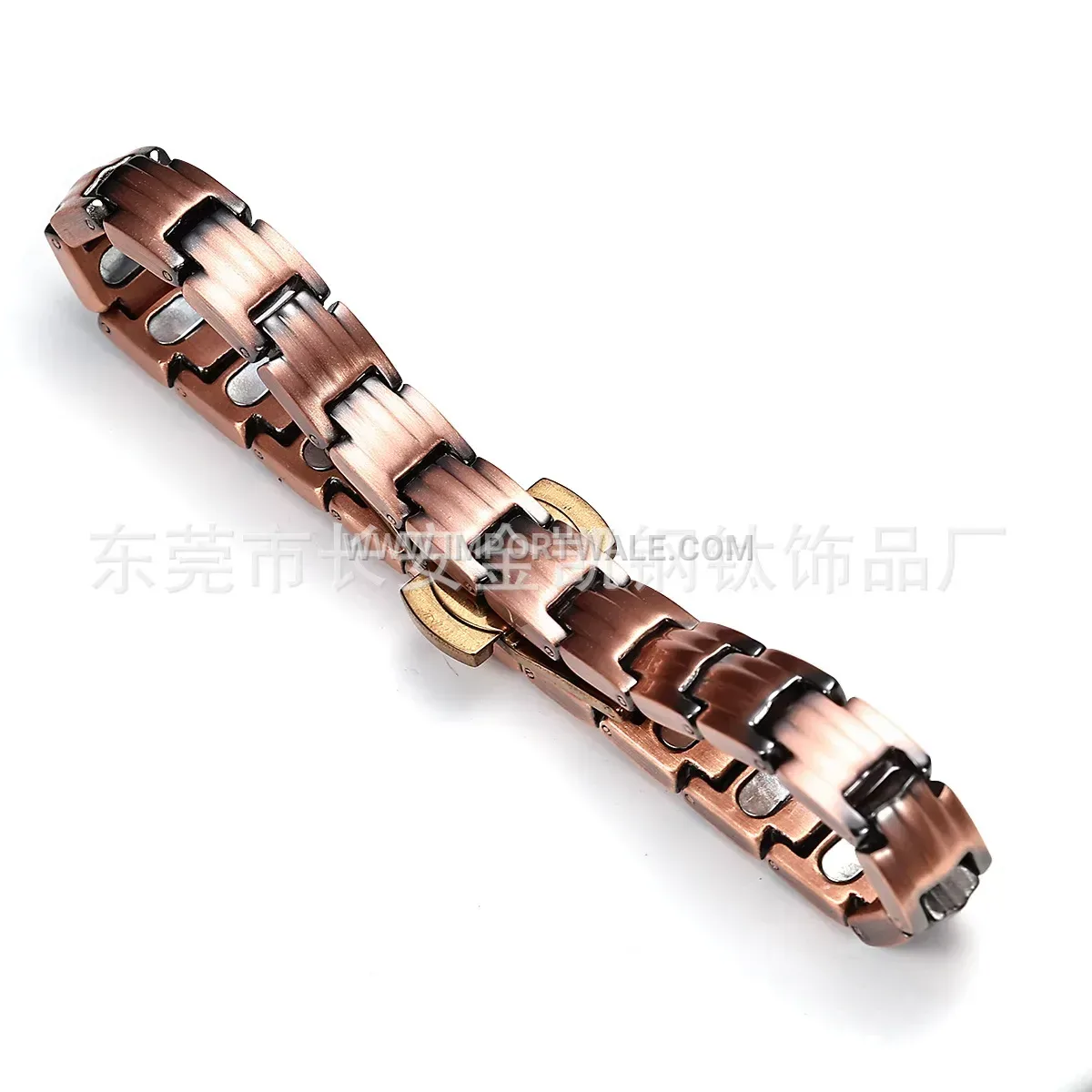 Thickened Vintage Red Copper Square Link Magnetic Bracelet