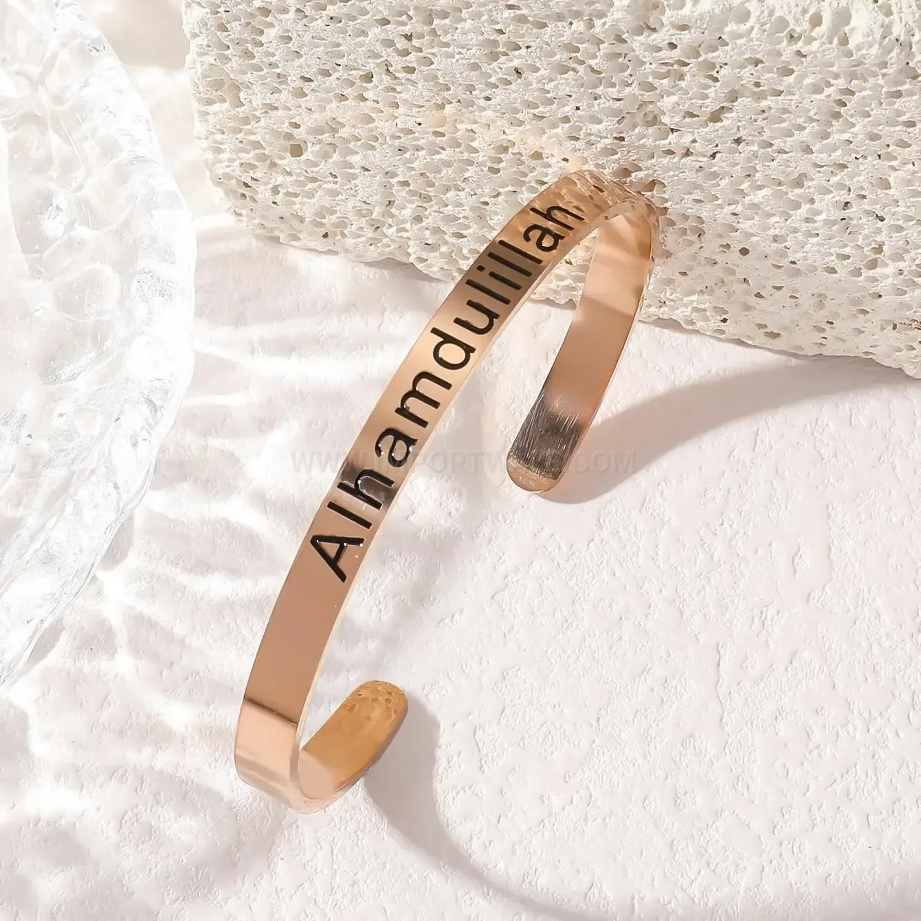 Minimalist Stainless Steel Arabic Script Bar Bangle