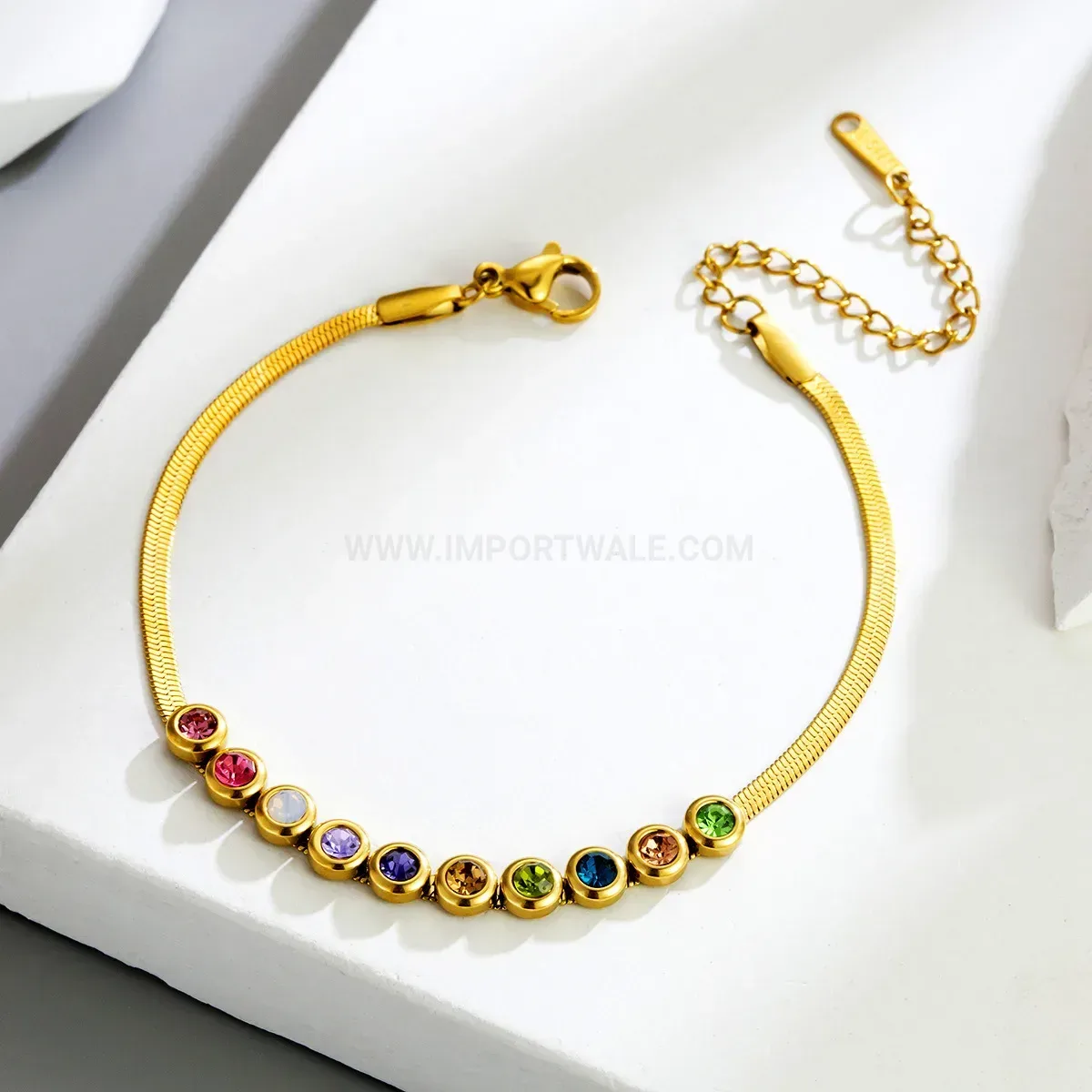 Minimalist Geometric Titanium Steel Plated Link Chain Bracelet