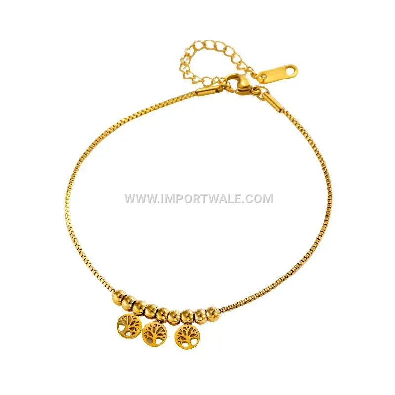 Hollow Stainless Steel Geometric Lucky Charm Anklet