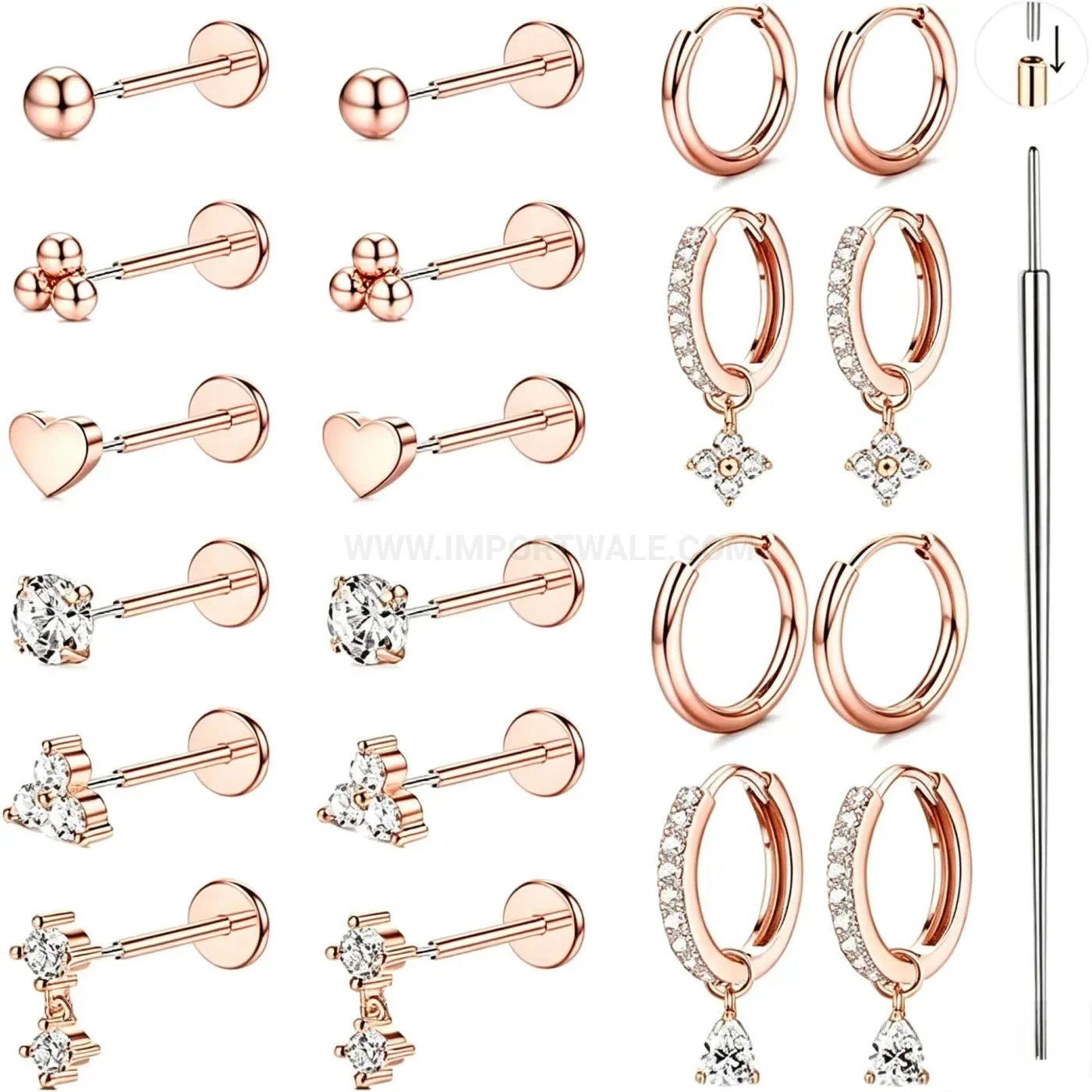 Classic Stainless Steel Zircon Body Piercing Jewelry Set